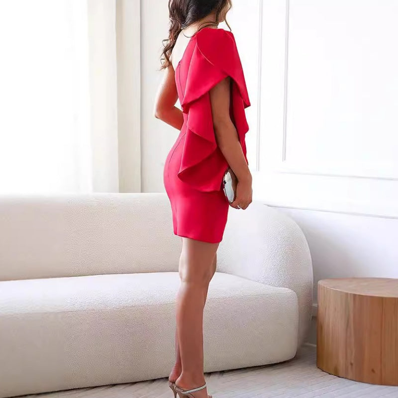 Natasza | Draped one-shoulder mini dress