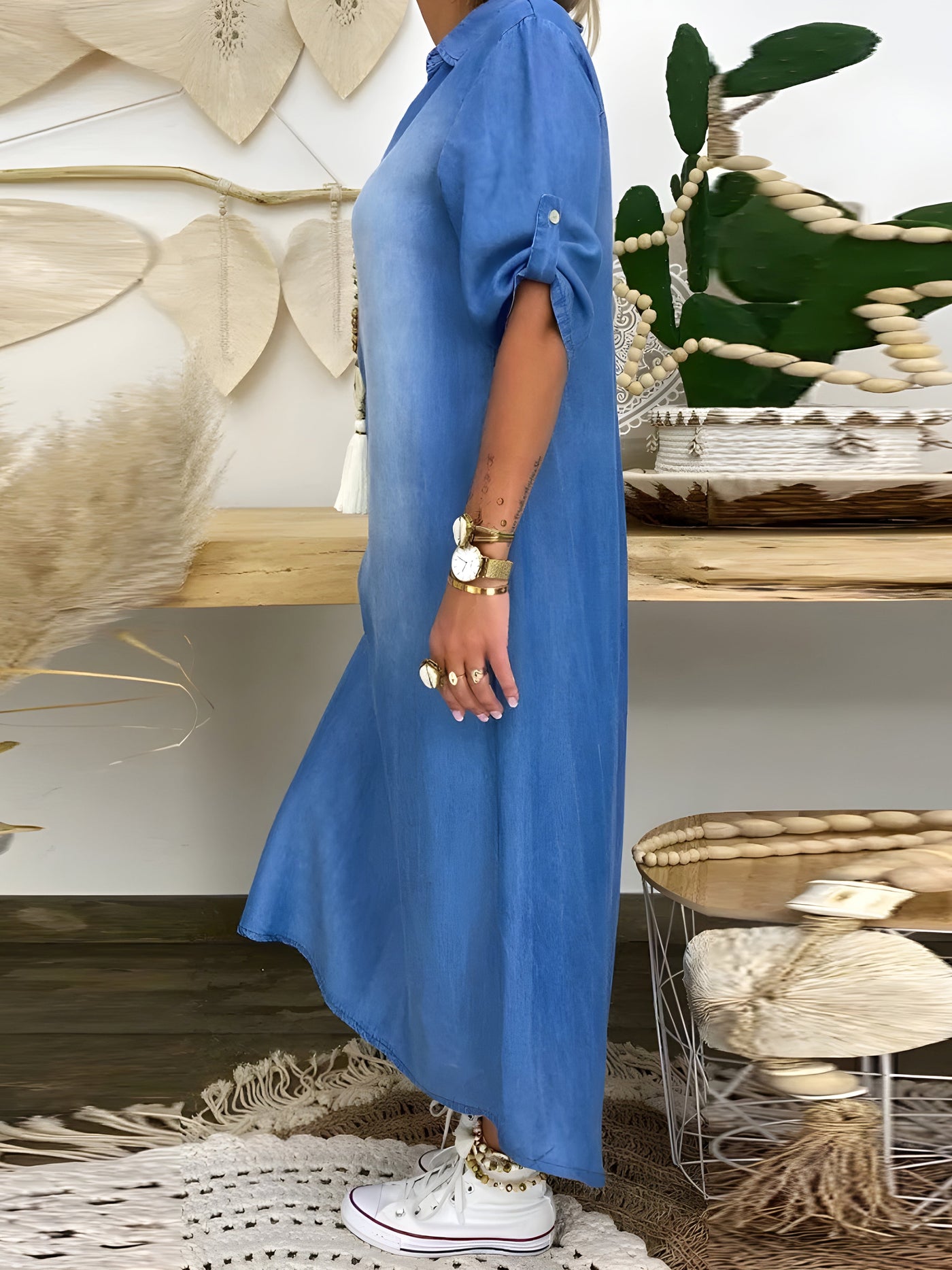 Hazel | Denim Maxi Dress