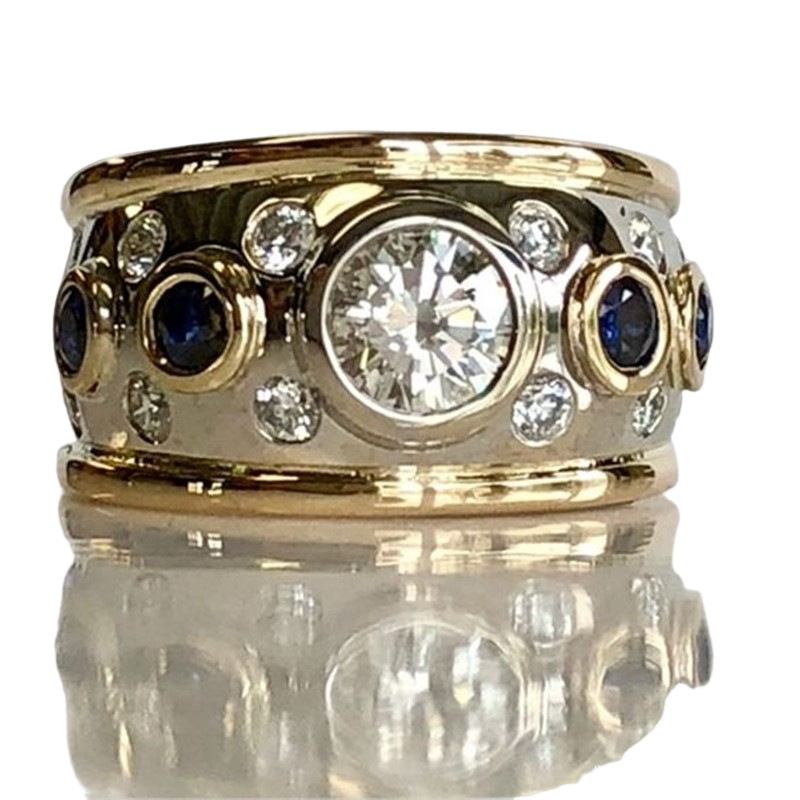 Edna – Vintage Golden Inlaid Zirconia Ring