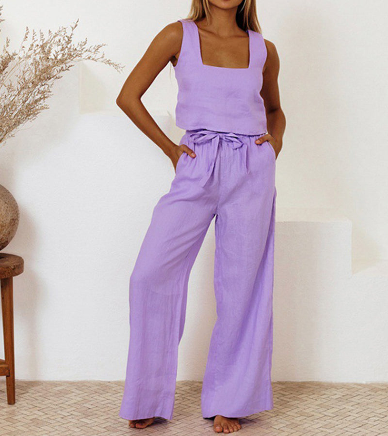 Milena™ | Minimalist Top and Wide-Leg Pants Set