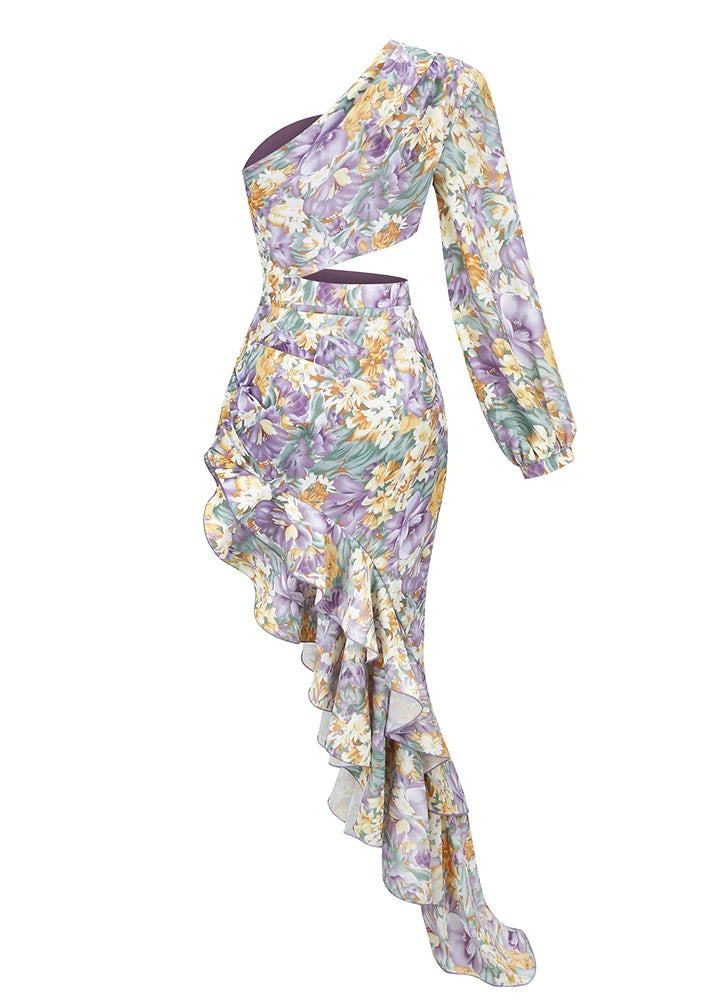 Dalina | Floral One-Sleeve Dress