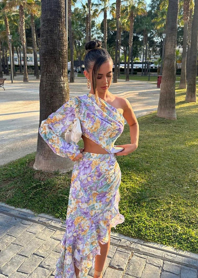 Dalina | Floral One-Sleeve Dress