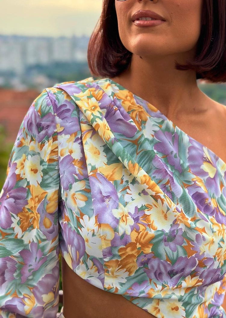 Dalina | Floral One-Sleeve Dress