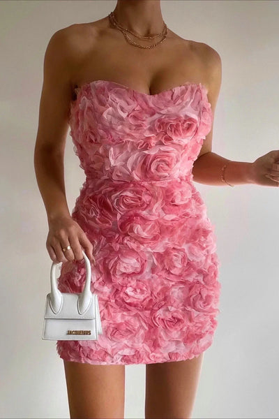 Oceane | Strapless Rose Dress