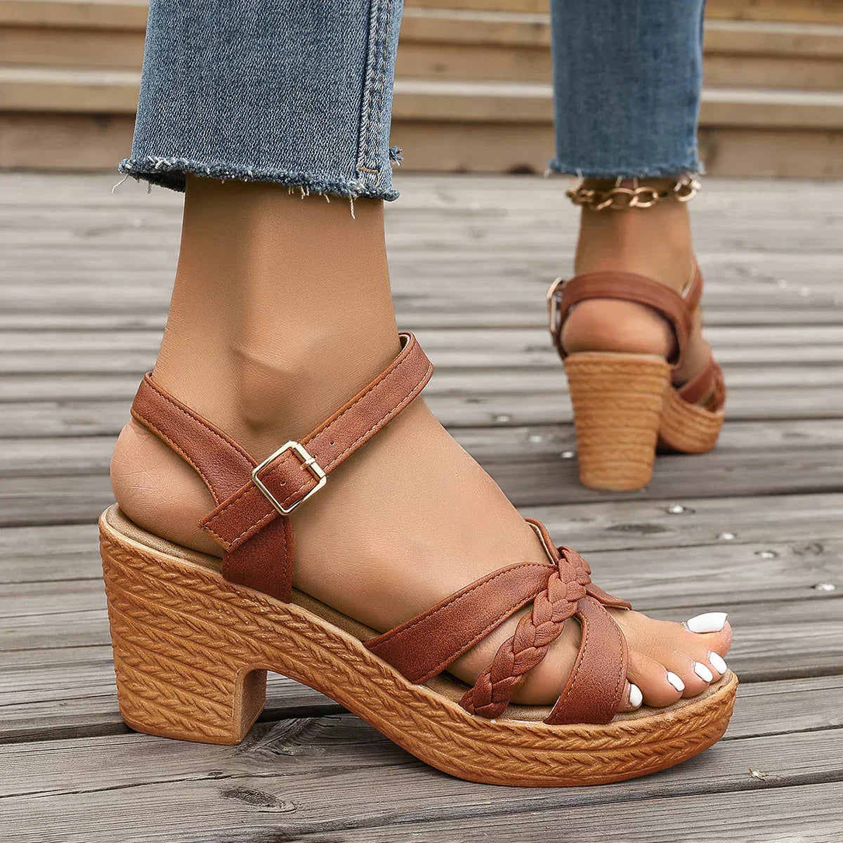 Ava | Elegant Orthopedic Sandals with Refined Mid-Heel Design