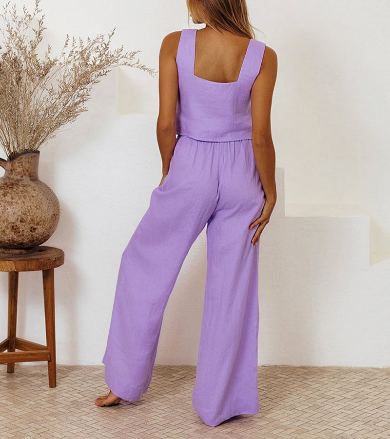 Milena™ | Minimalist Top and Wide-Leg Pants Set