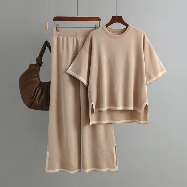 Charlotte | Chic Ice Silk Short Sleeve Co-Ord Set