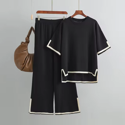 Charlotte | Chic Ice Silk Short Sleeve Co-Ord Set