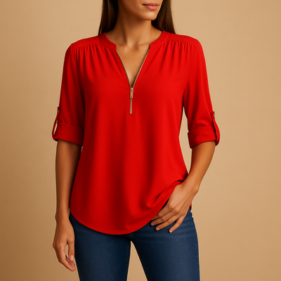 Danisha Women's Elegant V-Neck Blouse with Breathable Design