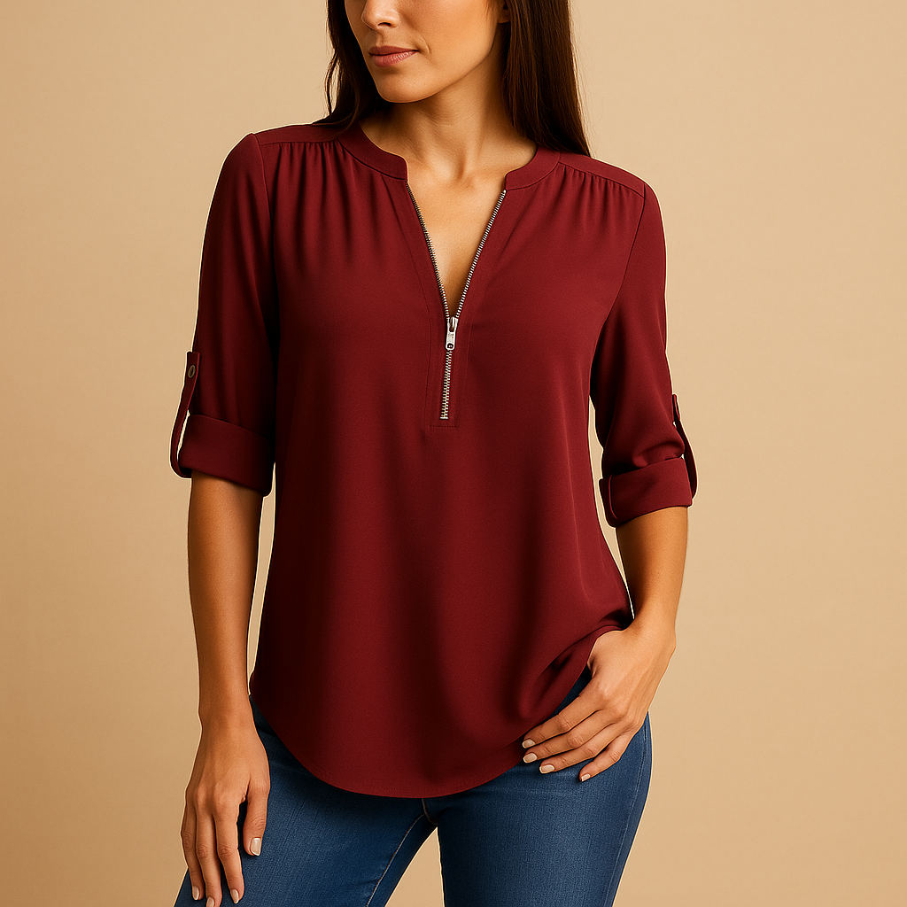 Danisha Women's Elegant V-Neck Blouse with Breathable Design