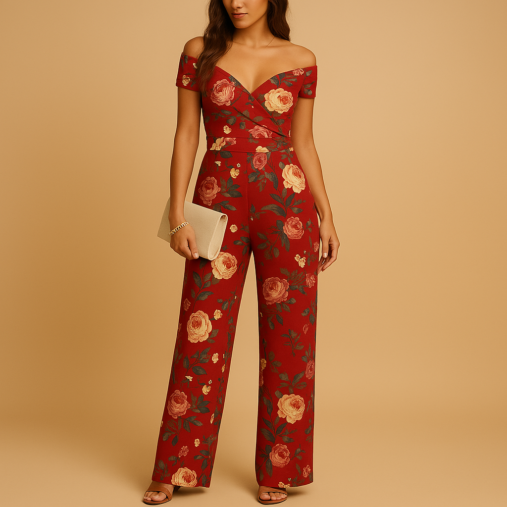 Juliette | Chic Off-Shoulder Floral Print Jumpsuit for Women