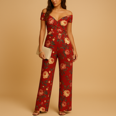 Juliette | Chic Off-Shoulder Floral Print Jumpsuit for Women