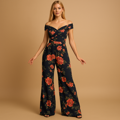 Juliette | Chic Off-Shoulder Floral Print Jumpsuit for Women