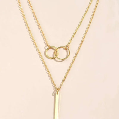 Eliana – Vintage Gold Dual Circle Pendant Necklace